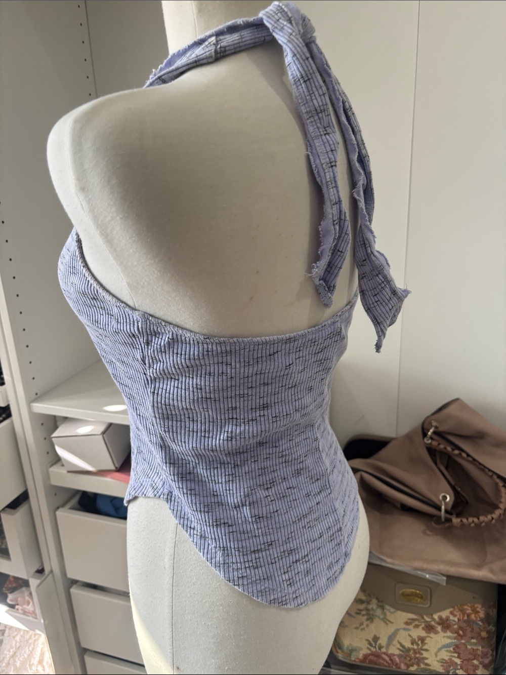 Pilcro Lavender Ribbed Halter Tank with Button Front - Picture 2 of 16